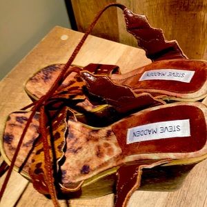 Steve Madden.  Brown and Leopard. Wedges Wrap
